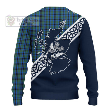 Falconer Tartan Ugly Sweater Featuring Thistle and Scotland Map