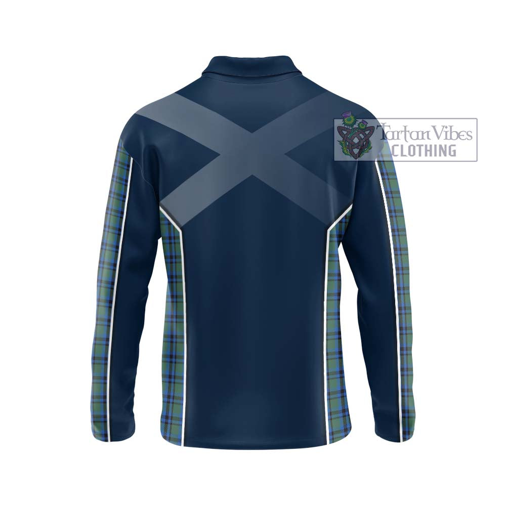 Falconer Tartan Long Sleeve Polo Shirt with Family Crest and Lion Rampant Vibes Sport Style - Tartan Vibes Clothing