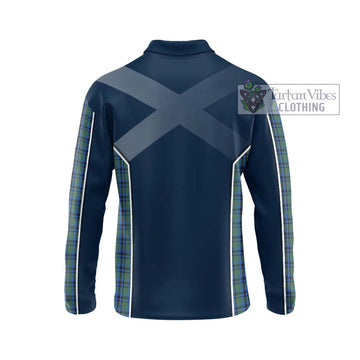 Falconer Tartan Long Sleeve Polo Shirt with Family Crest and Lion Rampant Vibes Sport Style