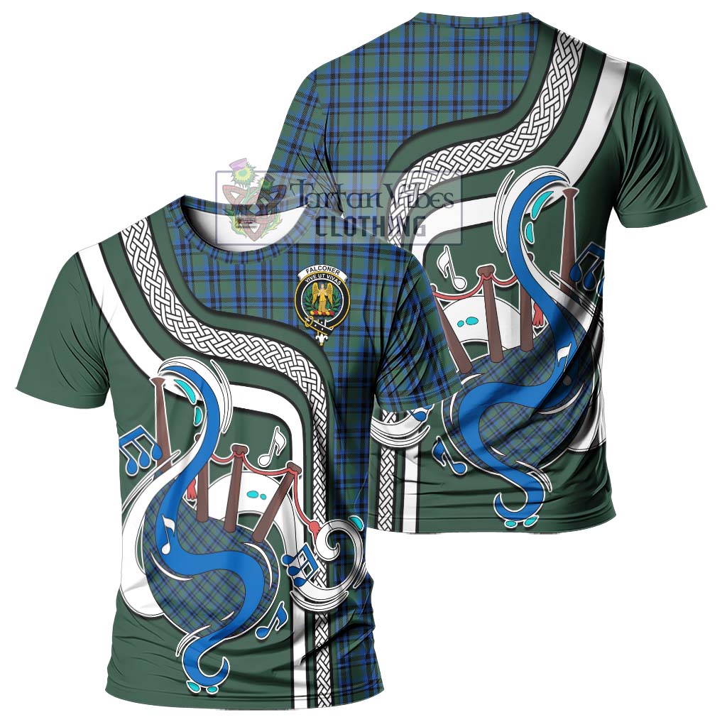 Tartan Vibes Clothing Falconer Tartan T-Shirt with Epic Bagpipe Style