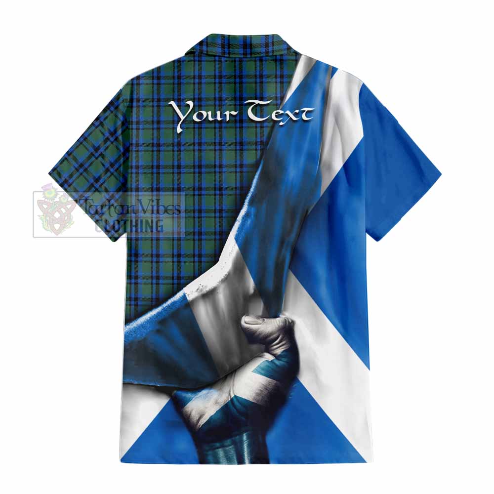 Tartan Vibes Clothing Falconer Tartan Short Sleeve Button Shirt with Family Crest Scotland Patriotic Style