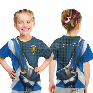 Falconer Tartan Kid T-Shirt with Family Crest Scotland Patriotic Style