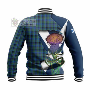 Falconer Tartan Family Crest Baseball Jacket Scottish Thistle Celtic Inspired - Tartan Vibes Clothing