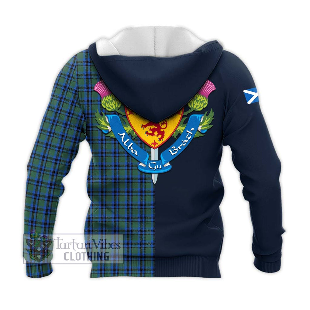 Tartan Vibes Clothing Falconer Tartan Knitted Hoodie with Scottish Lion Royal Arm Half Style