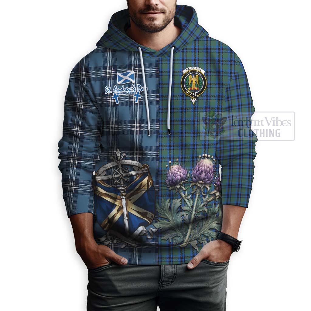 Tartan Vibes Clothing Falconer Tartan Hoodie Happy St. Andrew's Day Half Tartan Style