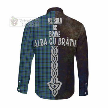 Falconer Tartan Family Crest Long Sleeve Button Shirt Alba Gu Brath Be Brave Lion Ancient Style Men's Shirt - Tartan Vibes Clothing