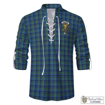 Falconer Tartan Men's Scottish Traditional Jacobite Ghillie Kilt Shirt with Family Crest