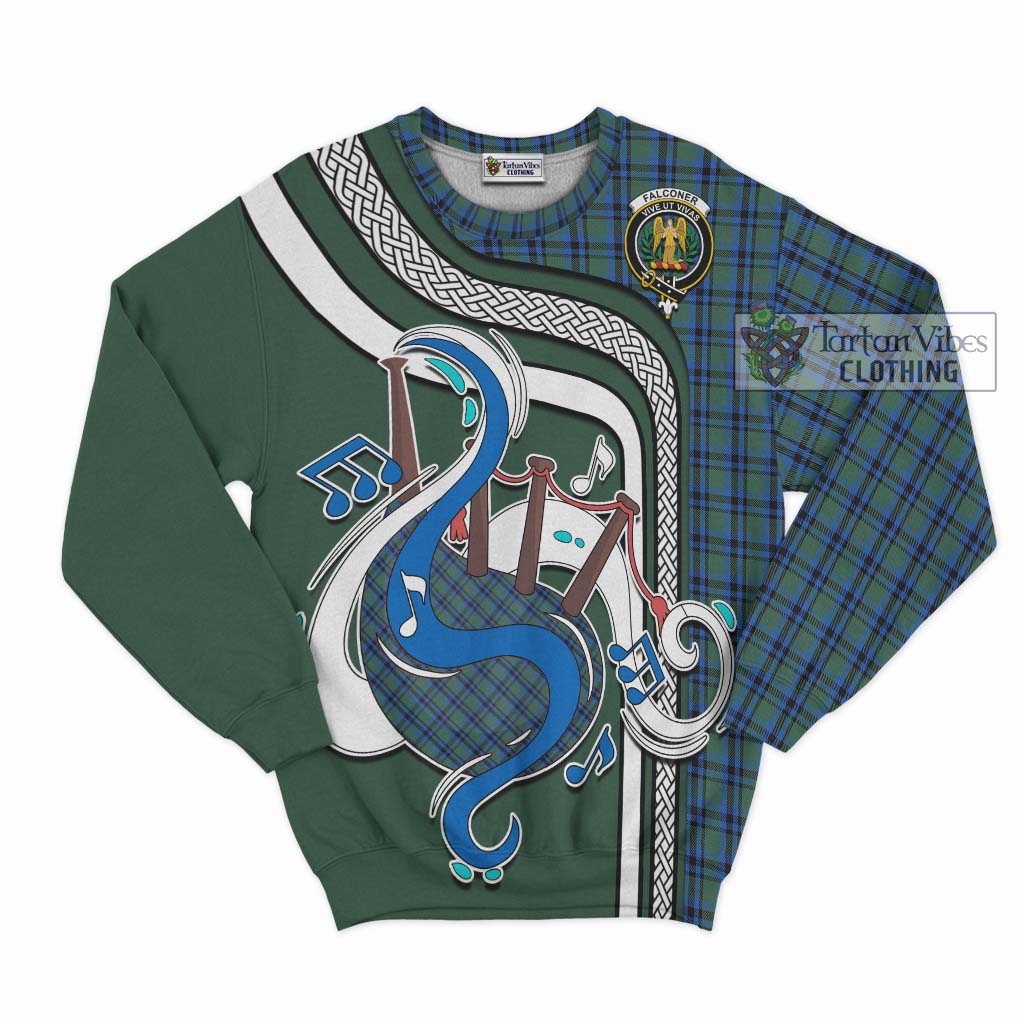 Tartan Vibes Clothing Falconer Tartan Sweatshirt with Epic Bagpipe Style