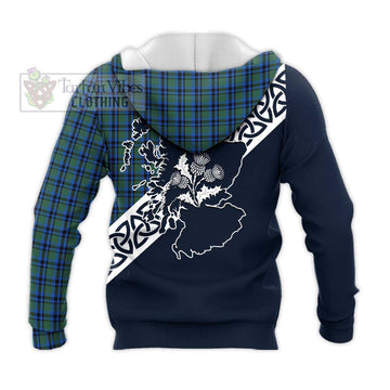 Falconer Tartan Knitted Hoodie Featuring Thistle and Scotland Map