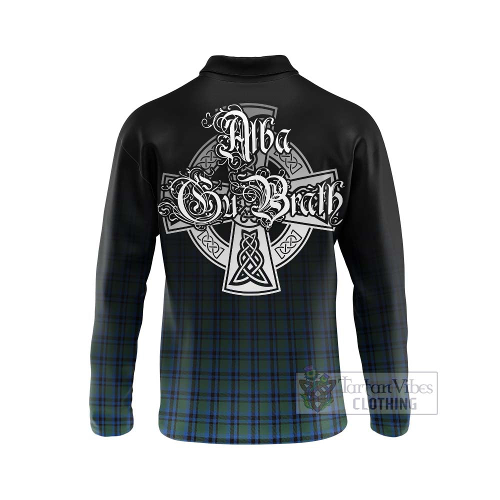 Tartan Vibes Clothing Falconer Tartan Long Sleeve Polo Shirt Featuring Alba Gu Brath Family Crest Celtic Inspired