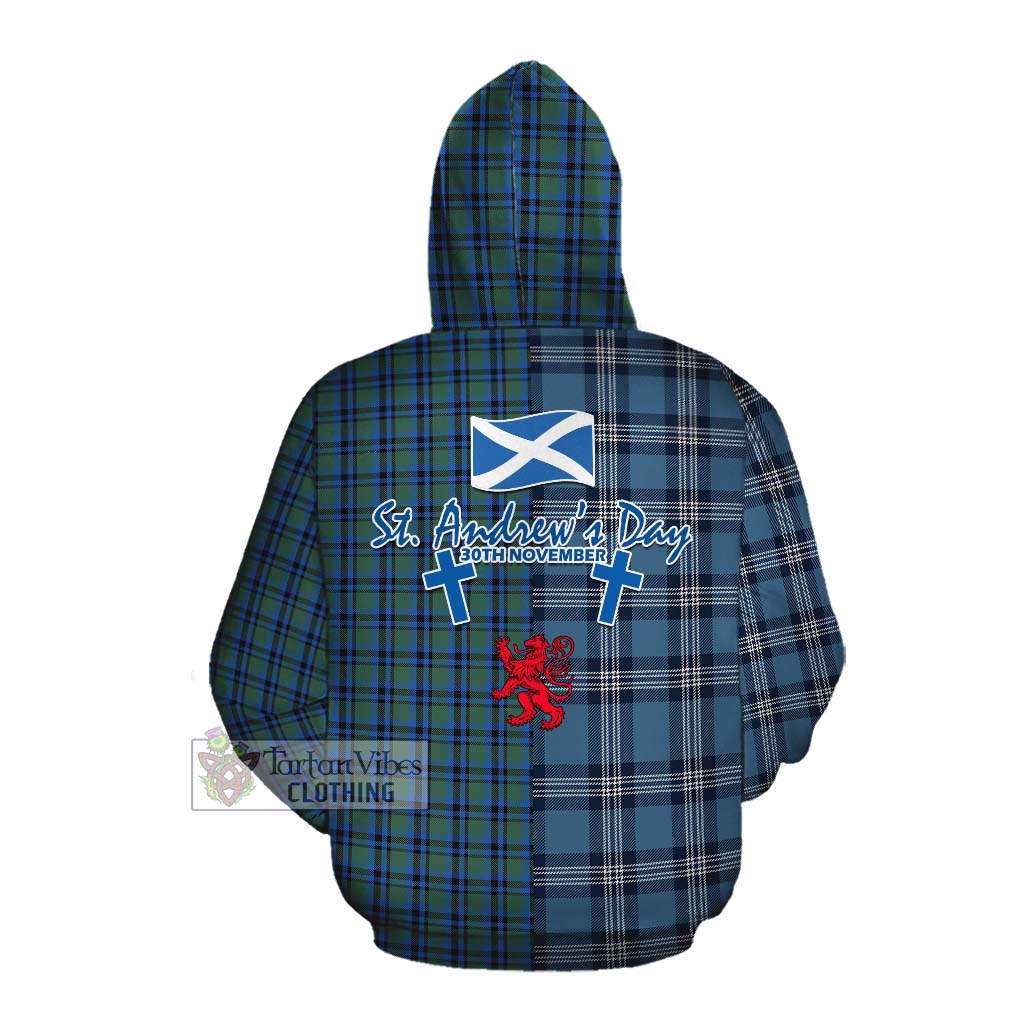 Tartan Vibes Clothing Falconer Tartan Cotton Hoodie Happy St. Andrew's Day Half Tartan Style