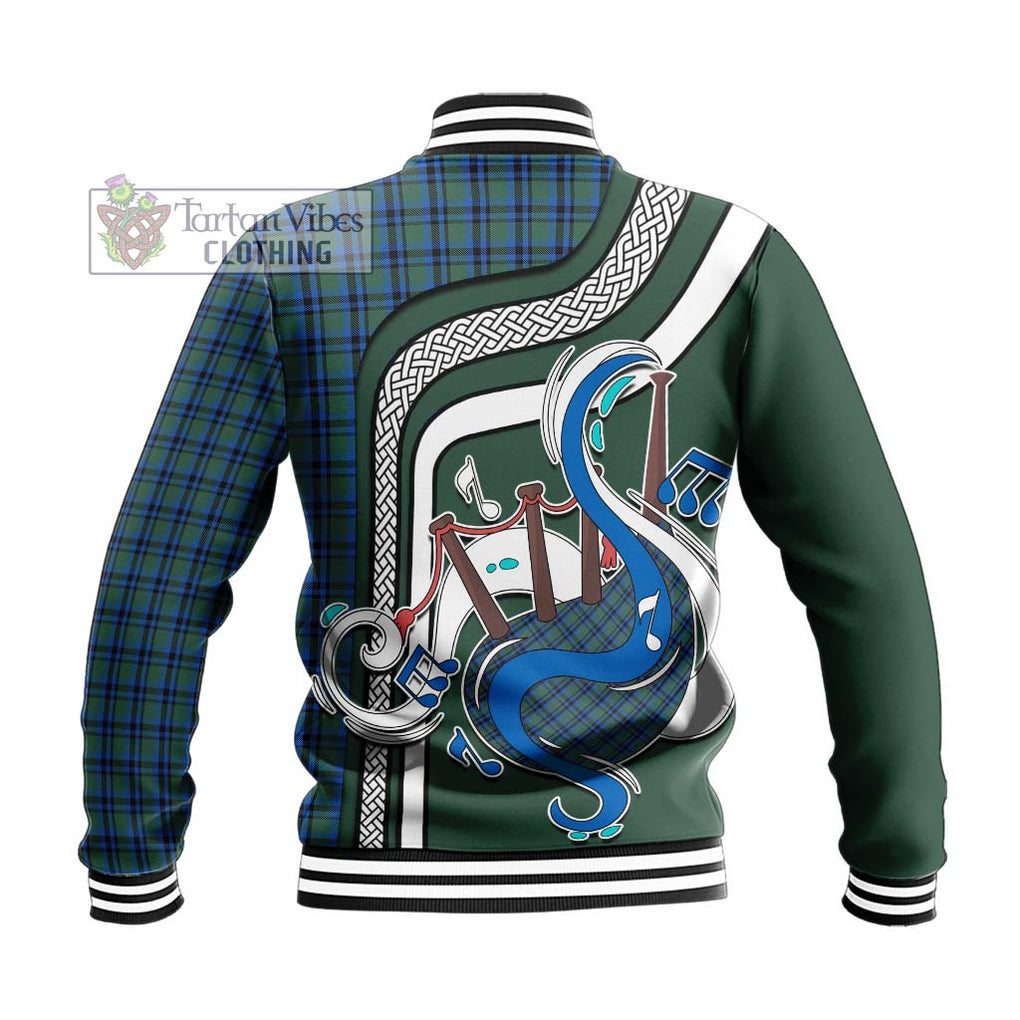 Tartan Vibes Clothing Falconer Tartan Baseball Jacket with Epic Bagpipe Style