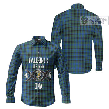 Falconer Tartan Long Sleeve Button Shirt with Family Crest DNA In Me Style