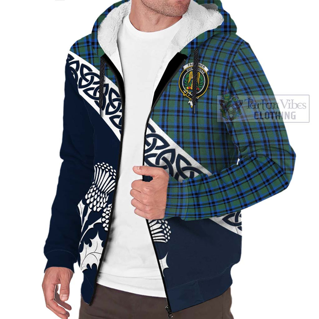 Tartan Vibes Clothing Falconer Tartan Sherpa Hoodie Featuring Thistle and Scotland Map