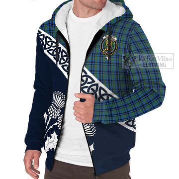 Falconer Tartan Sherpa Hoodie Featuring Thistle and Scotland Map