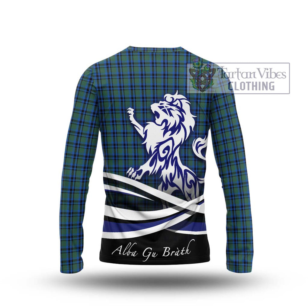 Falconer Tartan Long Sleeve T-Shirt with Alba Gu Brath Regal Lion Emblem - Tartanvibesclothing Shop