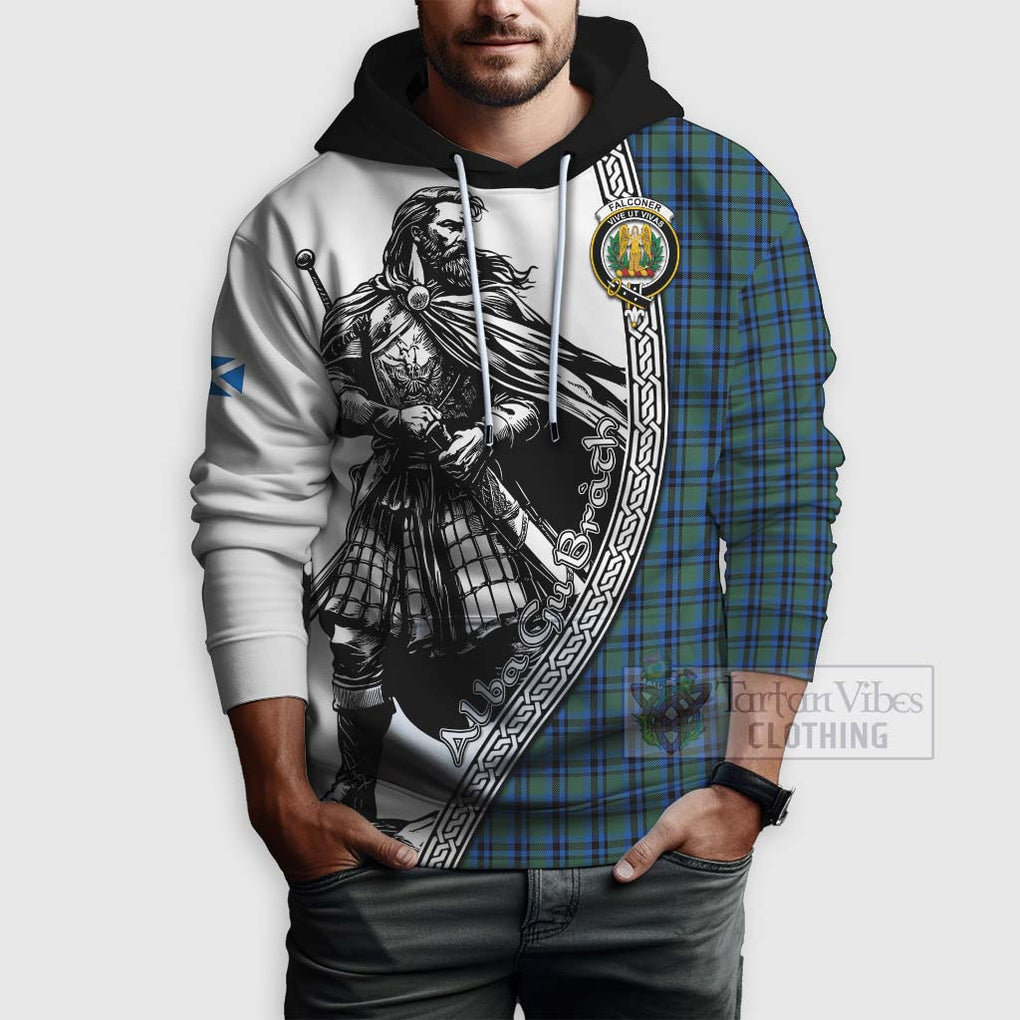 Tartan Vibes Clothing Falconer Tartan Clan Crest Hoodie with Highlander Warrior Celtic Style