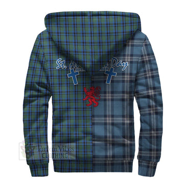 Falconer Tartan Sherpa Hoodie Happy St. Andrew's Day Half Tartan Style