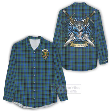 Falconer Tartan Women's Casual Shirt with Family Crest Celtic Skull Style