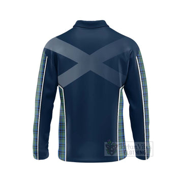 Falconer Tartan Long Sleeve Polo Shirt with Family Crest and Scottish Thistle Vibes Sport Style