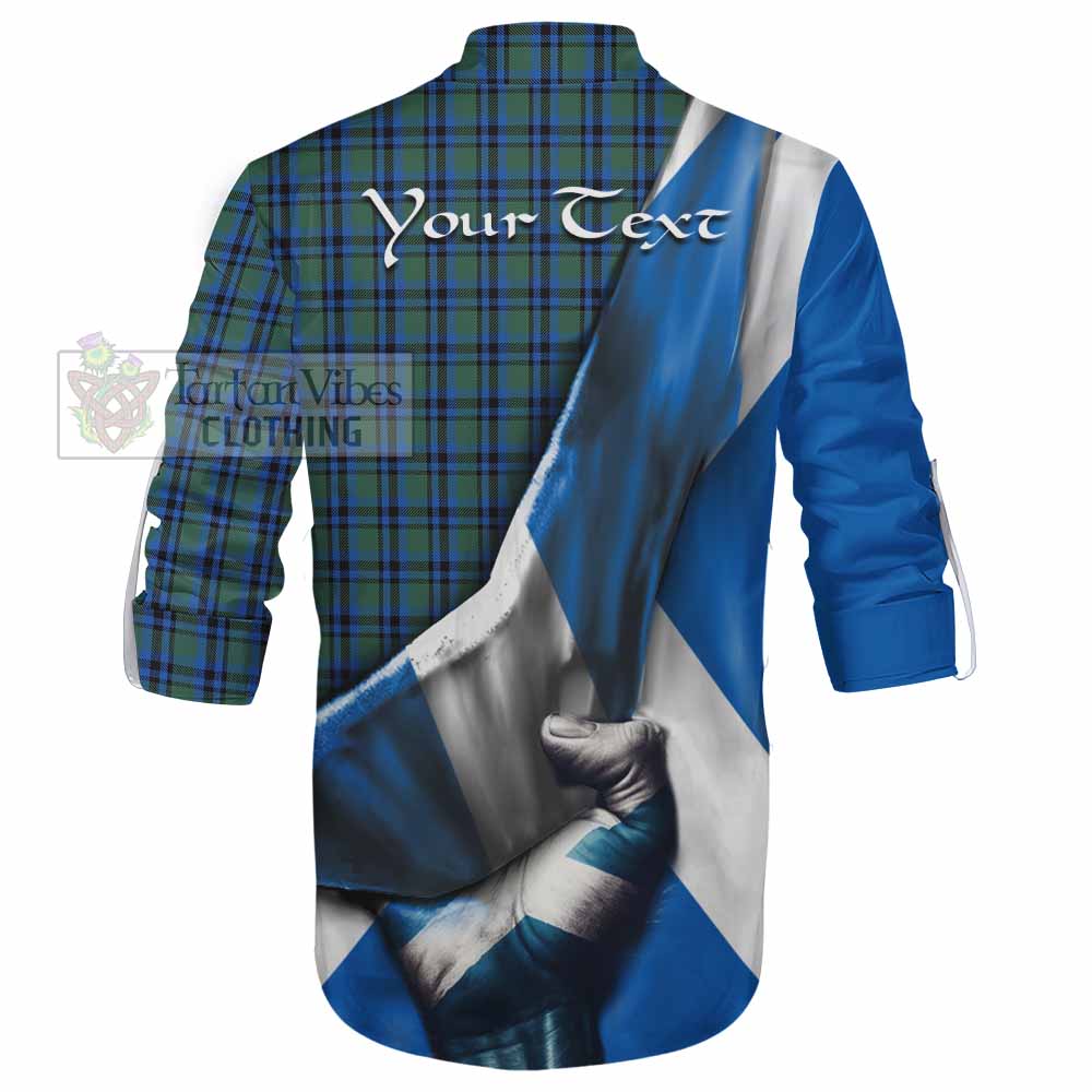 Tartan Vibes Clothing Falconer Tartan Ghillie Kilt Shirt with Family Crest Scotland Patriotic Style