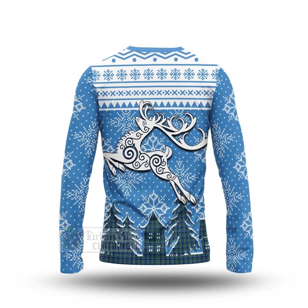 Tartan Vibes Clothing Falconer Clan Christmas Long Sleeve T-Shirt Celtic Reindeer Style