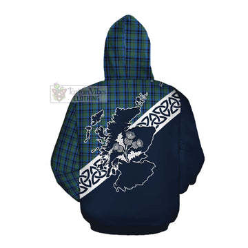 Falconer Tartan Cotton Hoodie Featuring Thistle and Scotland Map