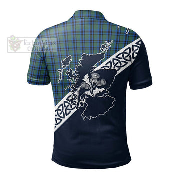 Falconer Tartan Polo Shirt Featuring Thistle and Scotland Map