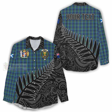 Falconer Crest Tartan Women's Casual Shirt with New Zealand Silver Fern Half Style