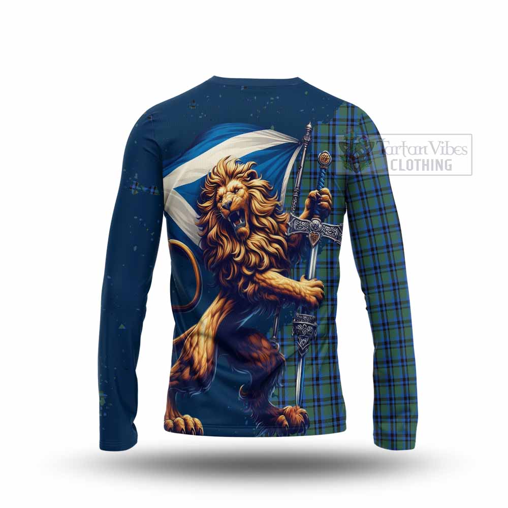 Tartan Vibes Clothing Falconer Tartan Family Crest Long Sleeve T-Shirt with Scottish Majestic Lion