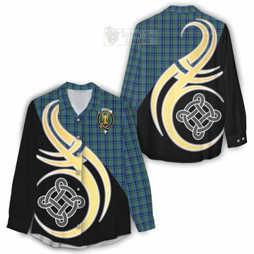 Falconer Tartan Women's Casual Shirt with Family Crest and Celtic Symbol Style