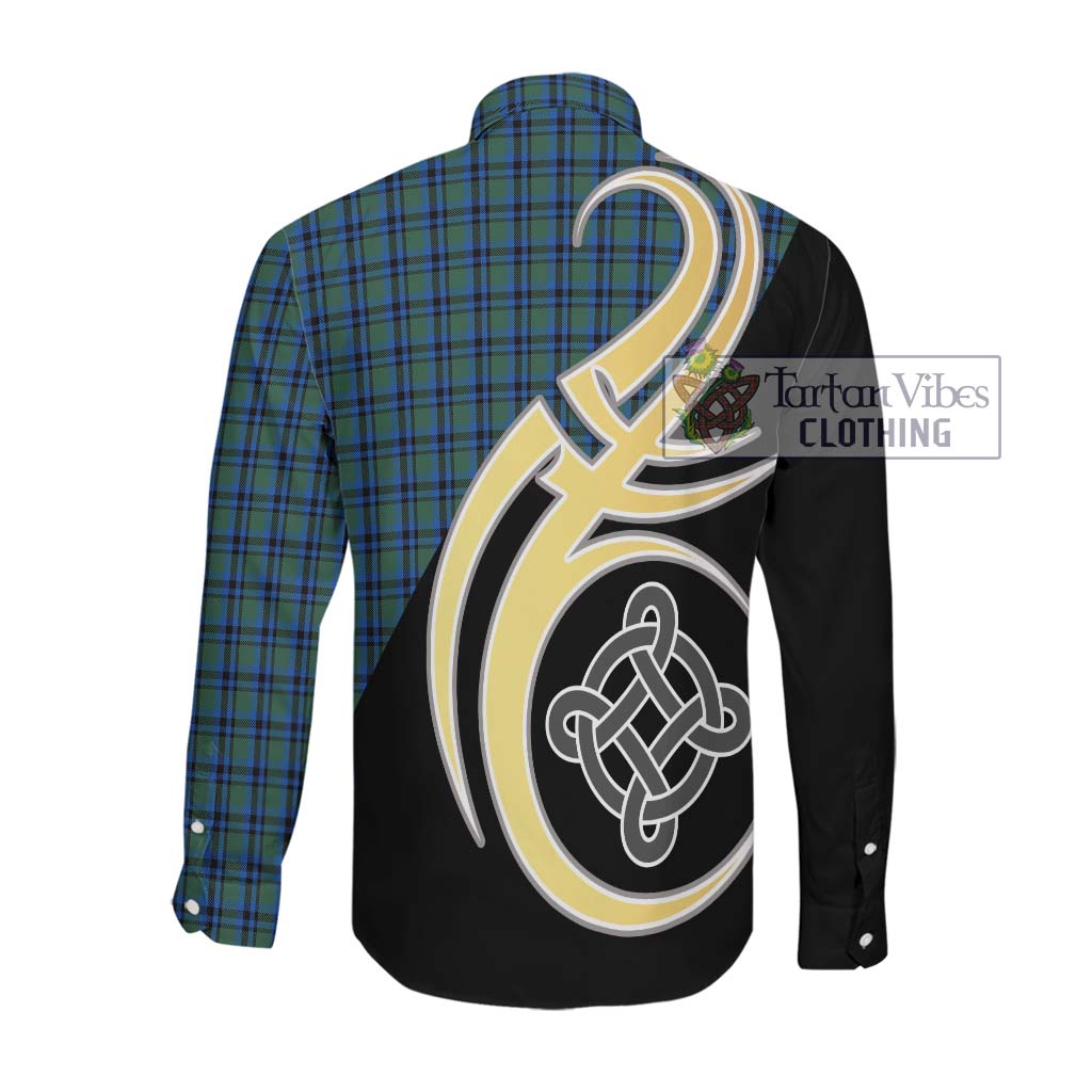 Falconer Tartan Long Sleeve Button Shirt with Family Crest and Celtic Symbol Style Men's Shirt - Tartan Vibes Clothing