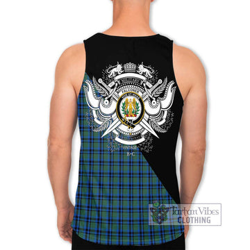 Falconer Tartan Men's Tank Top with Family Crest and Military Logo Style