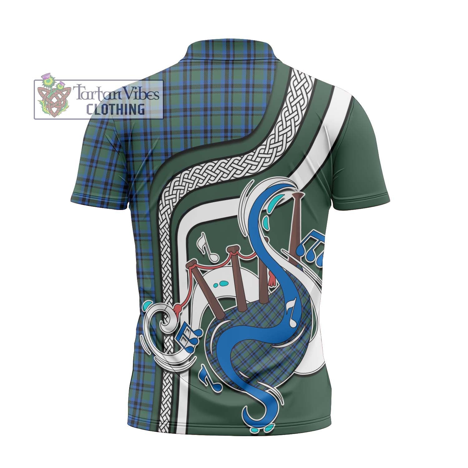 Tartan Vibes Clothing Falconer Tartan Zipper Polo Shirt with Epic Bagpipe Style