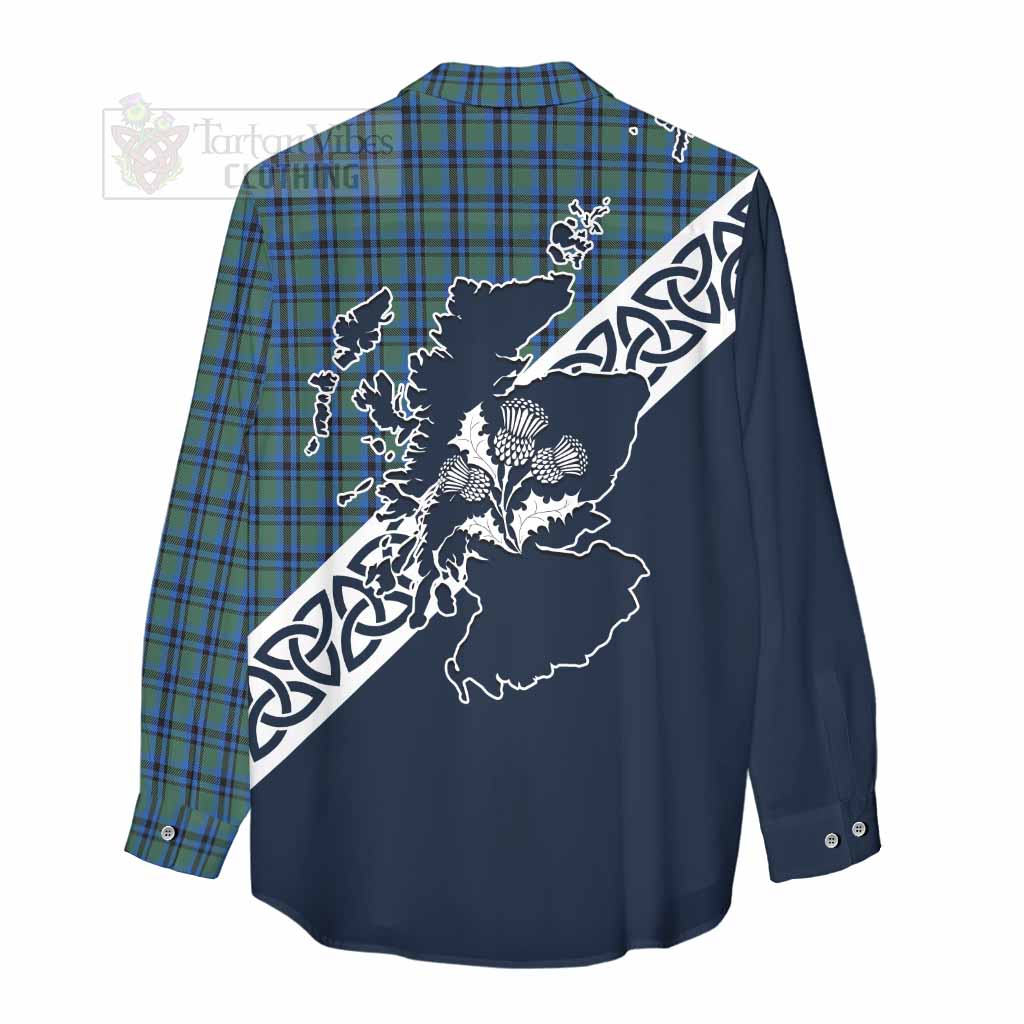 Tartan Vibes Clothing Falconer Tartan Women's Casual Shirt Featuring Thistle and Scotland Map