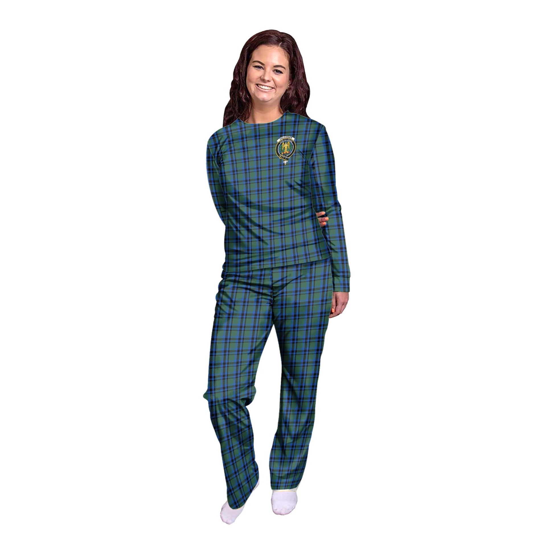 Falconer Tartan Pajamas Family Set with Family Crest - Tartan Vibes Clothing