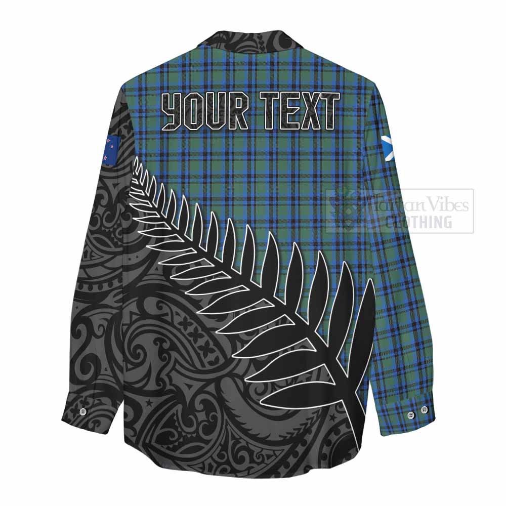 Tartan Vibes Clothing Falconer Crest Tartan Women's Casual Shirt with New Zealand Silver Fern Half Style