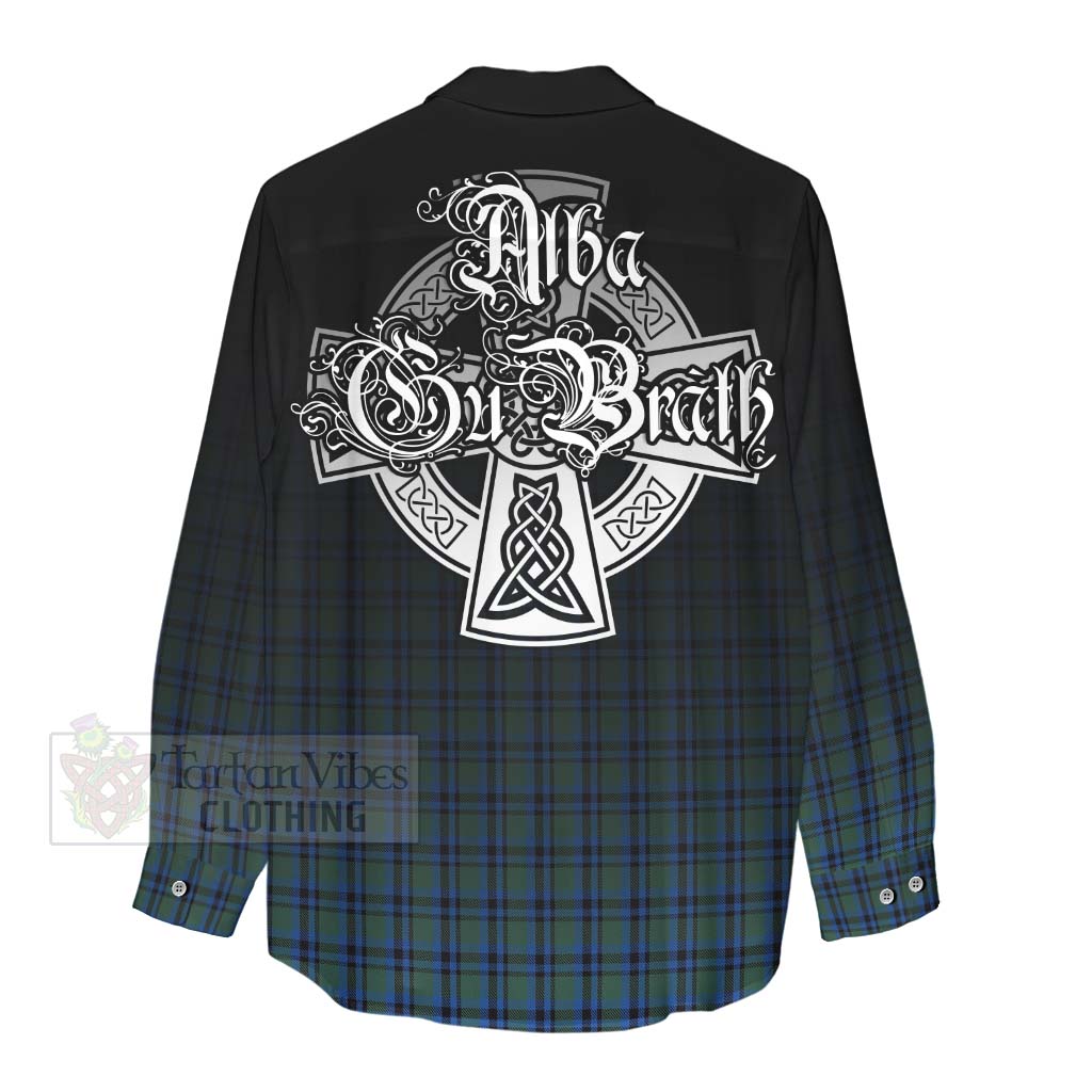 Tartan Vibes Clothing Falconer Tartan Women's Casual Shirt Featuring Alba Gu Brath Family Crest Celtic Inspired