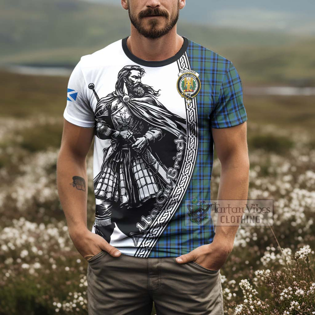 Tartan Vibes Clothing Falconer Tartan Clan Crest T-Shirt with Highlander Warrior Celtic Style