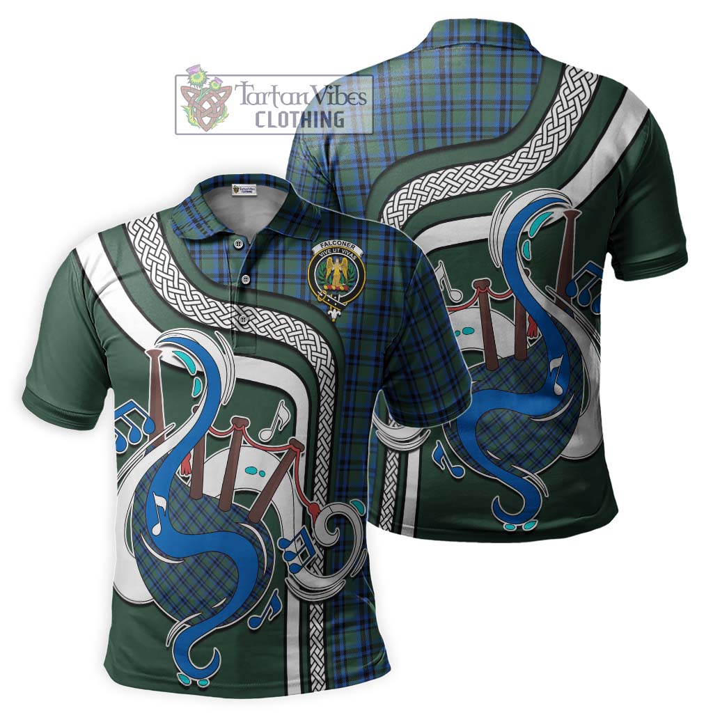 Tartan Vibes Clothing Falconer Tartan Polo Shirt with Epic Bagpipe Style