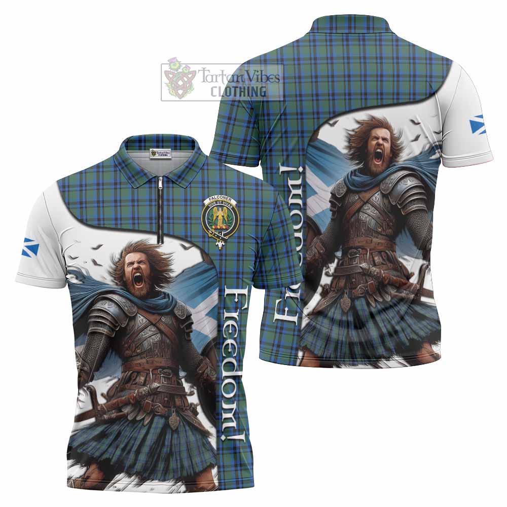 Tartan Vibes Clothing Falconer Crest Tartan Zipper Polo Shirt Inspired by the Freedom of Scottish Warrior