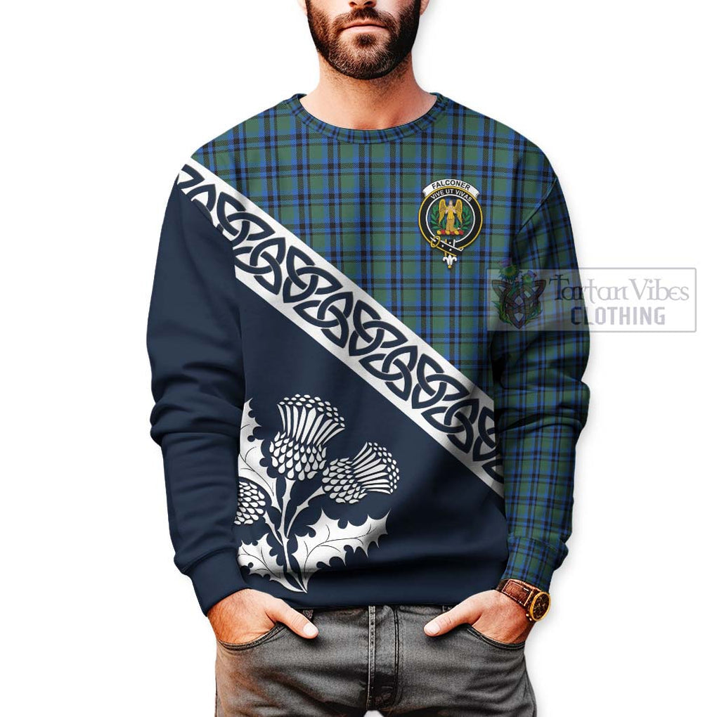 Tartan Vibes Clothing Falconer Tartan Sweatshirt Featuring Thistle and Scotland Map