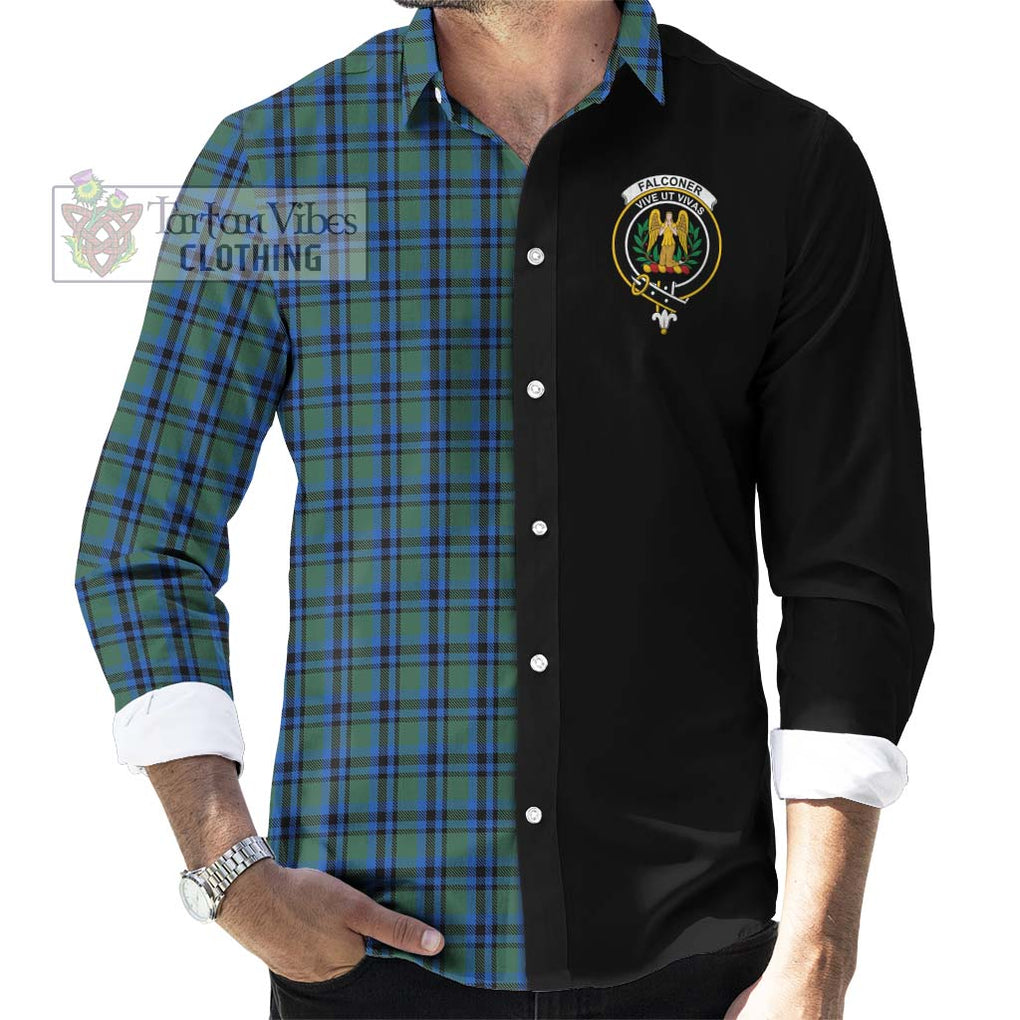 Falconer Tartan Long Sleeve Button Shirt with Family Crest and Half Of Me Style - Tartanvibesclothing Shop