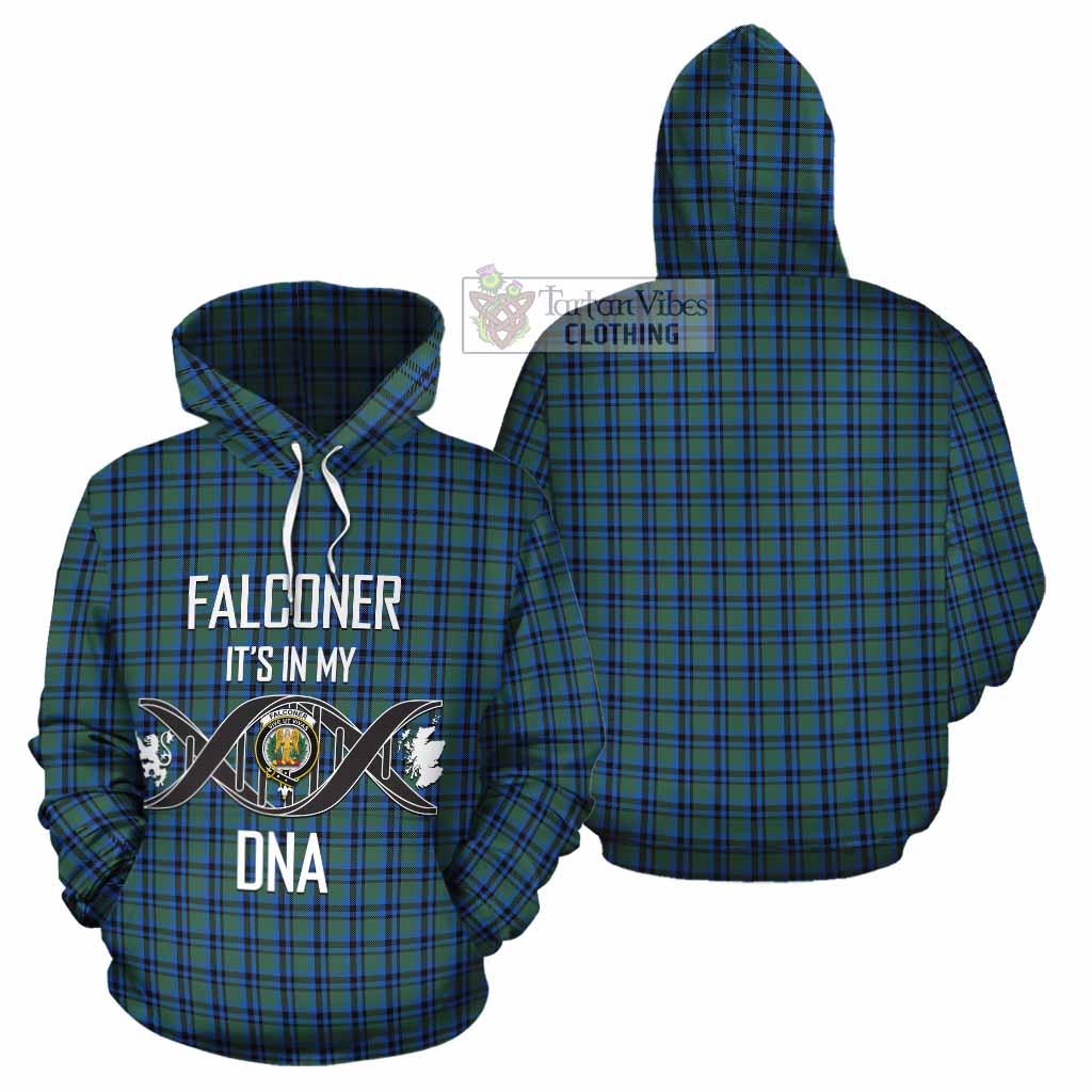 Tartan Vibes Clothing Falconer Tartan Cotton Hoodie with Family Crest DNA In Me Style