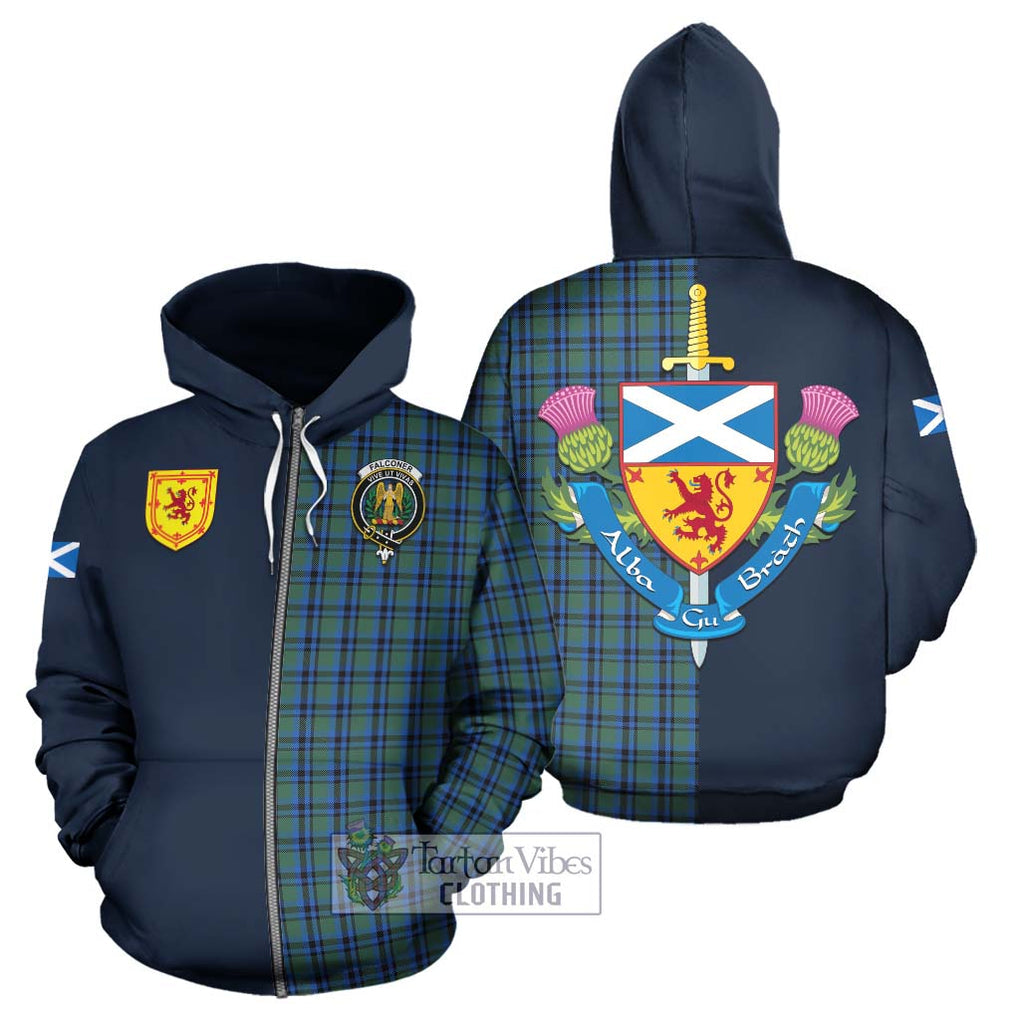 Tartan Vibes Clothing Falconer Tartan Hoodie with Scottish Lion Royal Arm Half Style