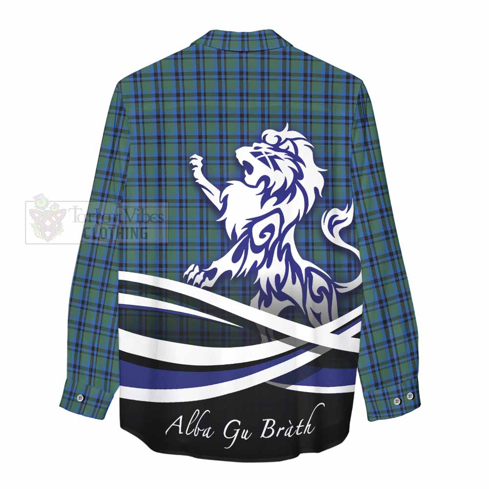 Tartan Vibes Clothing Falconer Tartan Women's Casual Shirt with Alba Gu Brath Regal Lion Emblem