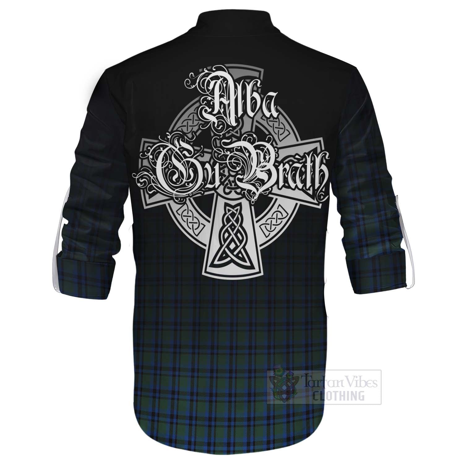 Tartan Vibes Clothing Falconer Tartan Ghillie Kilt Shirt Featuring Alba Gu Brath Family Crest Celtic Inspired