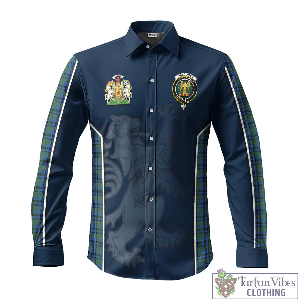 Tartan Vibes Clothing Falconer Tartan Long Sleeve Button Up Shirt with Family Crest and Lion Rampant Vibes Sport Style