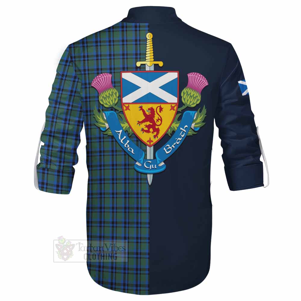 Falconer Tartan Ghillie Kilt Shirt Alba with Scottish Lion Royal Arm Half Style