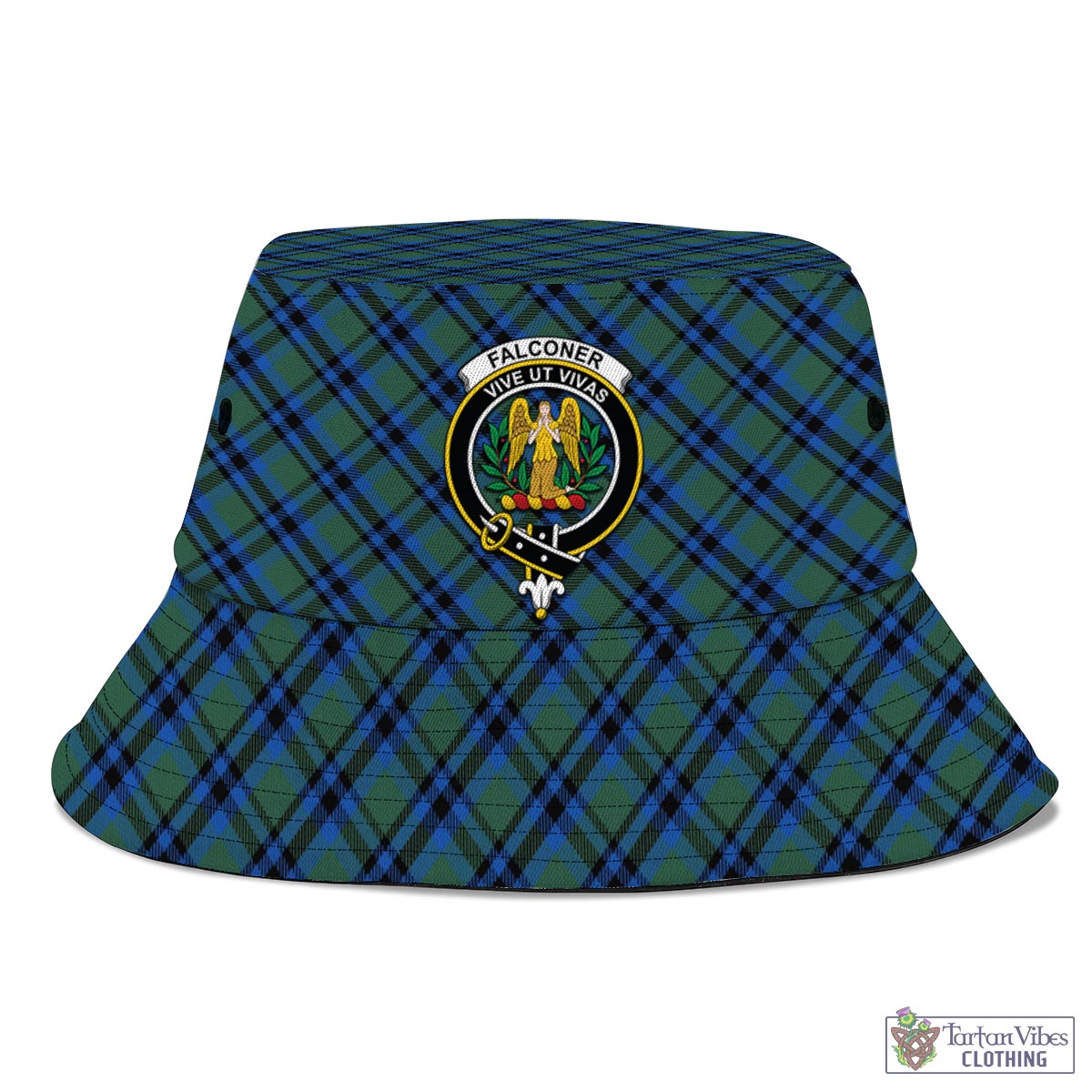 Tartan Vibes Clothing Falconer Tartan Bucket Hat with Family Crest